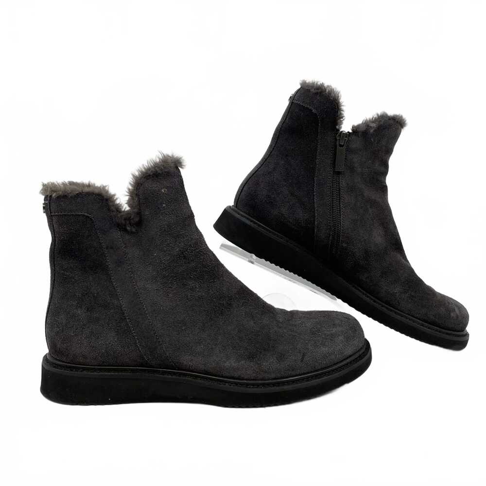 Aquatalia Gray Suede Fuzzy-Lined Ankle Boots | Size 8